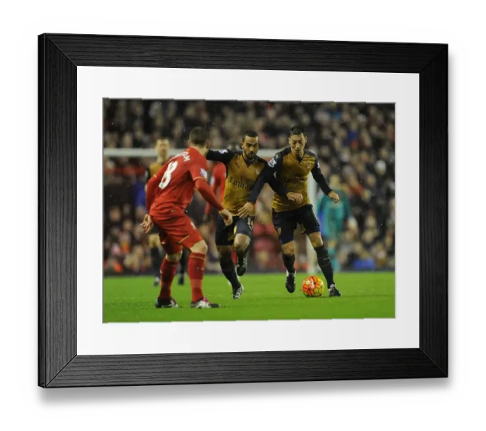 Framed Print : Intense Clash: Mesut Ozil vs. Theo Walcott, Liverpool vs. Arsenal, Premier League 2015-16 Framed Print : Intense Clash: Mesut Ozil vs. Theo Walcott, Liverpool vs. Arsenal, Premier League 2015-16