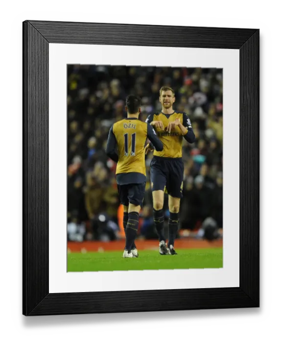 Framed Print : Mertesacker Guides Ozil: Intense Moment of Strategic Discussion between Arsenal Players during Liverpool vs. Arsenal, Premier League 2015-16 Framed Print : Mertesacker Guides Ozil: Intense Moment of Strategic Discussion between Arsenal Players during Liverpool vs. Arsenal, Premier League 2015-16
