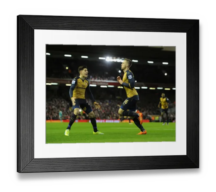 Framed Print : Ramsey and Bellerin: Arsenal's Unforgettable Goal Celebration vs. Liverpool (2015-16) Framed Print : Ramsey and Bellerin: Arsenal's Unforgettable Goal Celebration vs. Liverpool (2015-16)