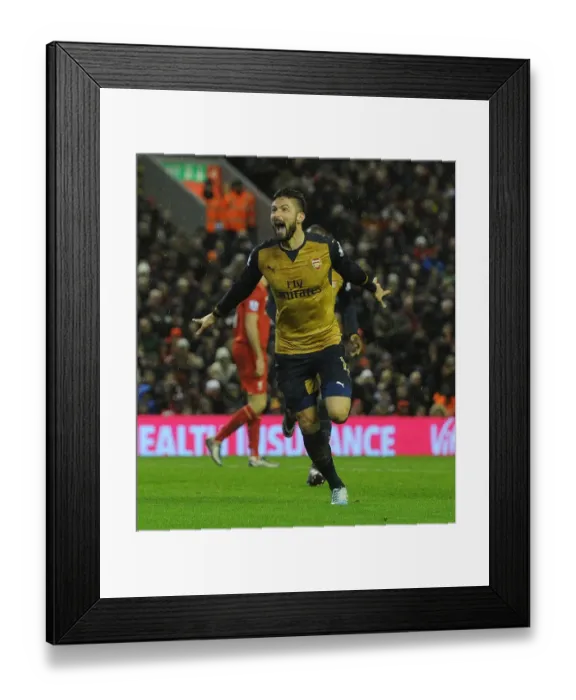 Framed Print : Olivier Giroud's Hat-Trick: Arsenal's Triumph over Liverpool in the Premier League 2015-16