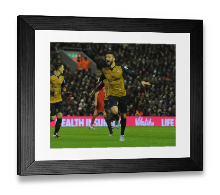 Framed Print : Giroud's Hat-Trick: Arsenal's Thrilling Victory over Liverpool in the 2015-16 Premier League