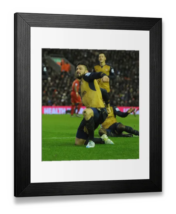 Framed Print : Olivier Giroud's Hat-Trick: Arsenal's Thrilling Victory over Liverpool, Premier League 2015-16