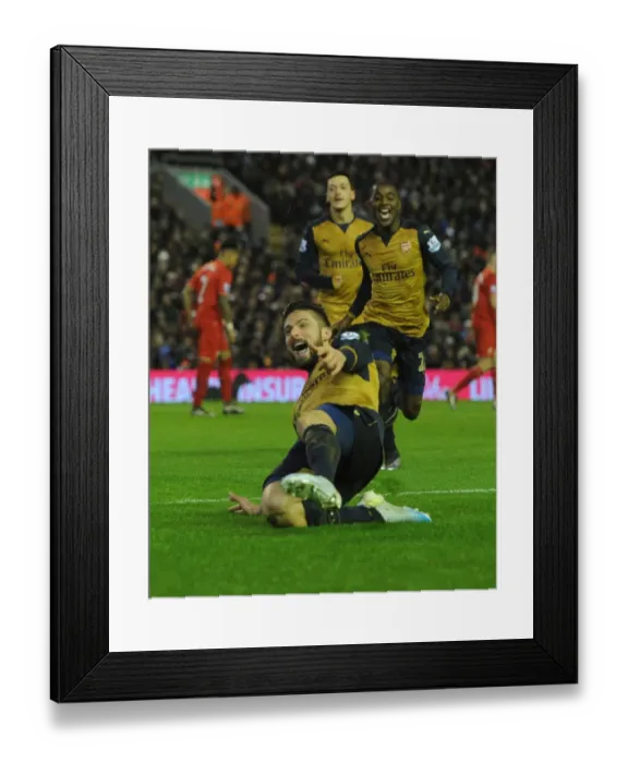Framed Print : Olivier Giroud's Hat-Trick: Arsenal's Victory over Liverpool, Premier League 2015-16