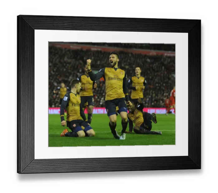 Framed Print : Olivier Giroud's Hat-Trick: Arsenal's Triumph over Liverpool in the Premier League 2015-16 Framed Print : Olivier Giroud's Hat-Trick: Arsenal's Triumph over Liverpool in the Premier League 2015-16