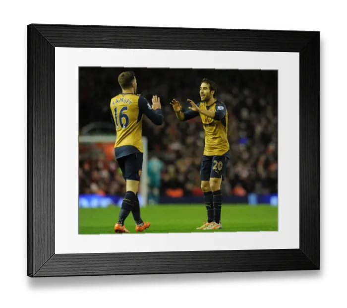 Framed Print : Ramsey and Flamini: Arsenal's Unforgettable Goal Celebration vs. Liverpool (2015-16) Framed Print : Ramsey and Flamini: Arsenal's Unforgettable Goal Celebration vs. Liverpool (2015-16)