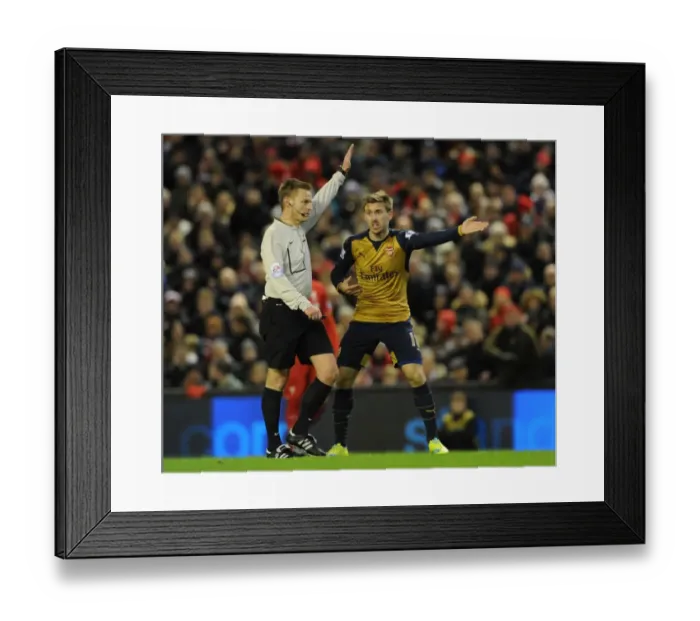 Framed Print : Nacho Monreal Contests Referee Decision During Intense Liverpool vs. Arsenal Premier League Clash (2015-16) Framed Print : Nacho Monreal Contests Referee Decision During Intense Liverpool vs. Arsenal Premier League Clash (2015-16)