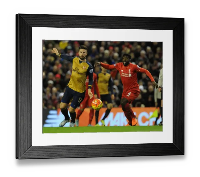 Framed Print : Giroud Surges Past Toure: Liverpool vs. Arsenal, Premier League 2015-16 Framed Print : Giroud Surges Past Toure: Liverpool vs. Arsenal, Premier League 2015-16