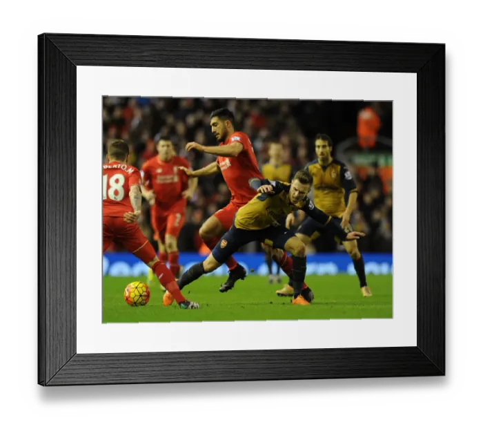 Framed Print : Intense Rivalry: Ramsey vs. Can - Liverpool vs. Arsenal, Premier League 2015-16: A Battle of Midfield Masters Framed Print : Intense Rivalry: Ramsey vs. Can - Liverpool vs. Arsenal, Premier League 2015-16: A Battle of Midfield Masters