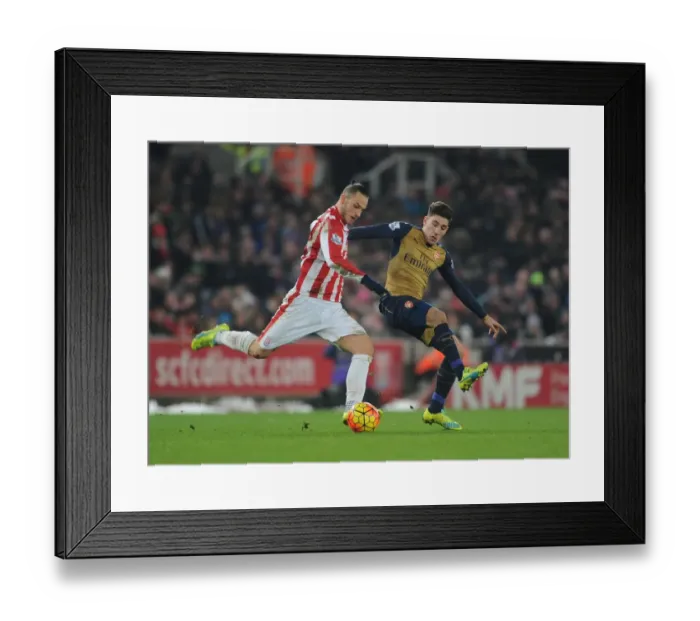 Framed Print : Hector Bellerin vs Marko Arnautovic: A Football Showdown at Stoke City (2015-16)