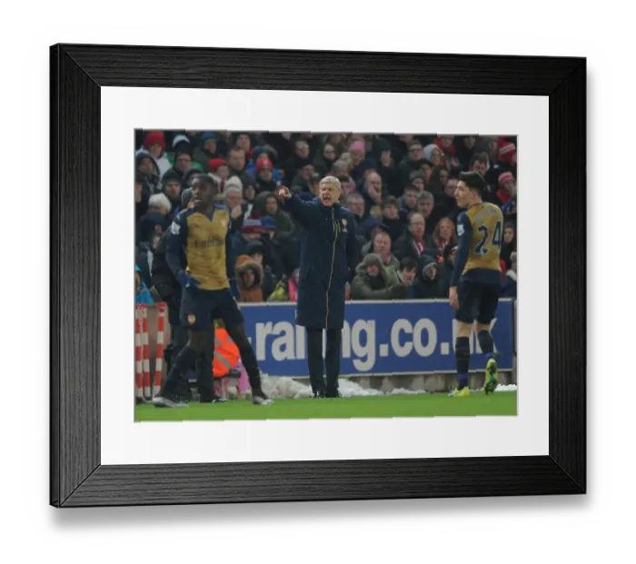 Framed Print : Arsene Wenger Leads Arsenal in Premier League Clash against Stoke City, 2015-16 Framed Print : Arsene Wenger Leads Arsenal in Premier League Clash against Stoke City, 2015-16