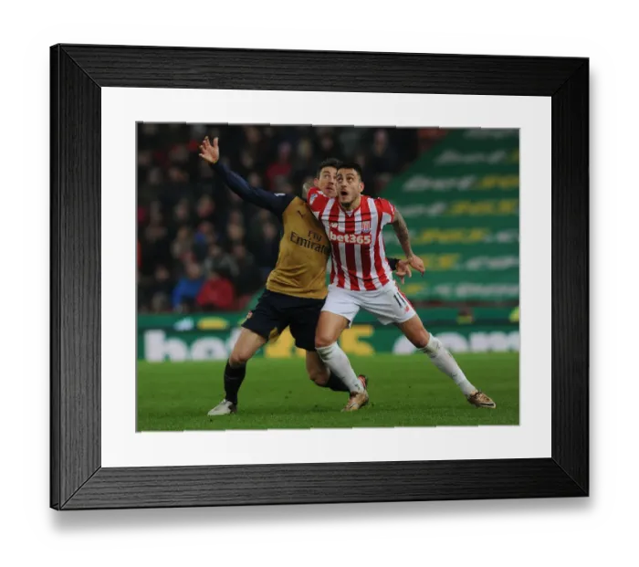 Framed Print : Clash at the Britannia: Koscielny vs. Joselu, Premier League 2015-16 Framed Print : Clash at the Britannia: Koscielny vs. Joselu, Premier League 2015-16