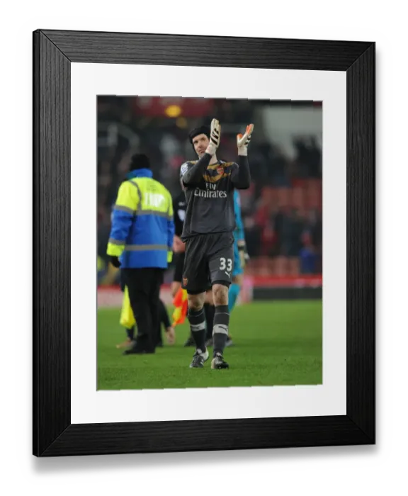 Framed Print : Petr Cech's Reaction: Arsenal's Goalkeeper After the Intense Stoke City Match, Premier League 2015-16