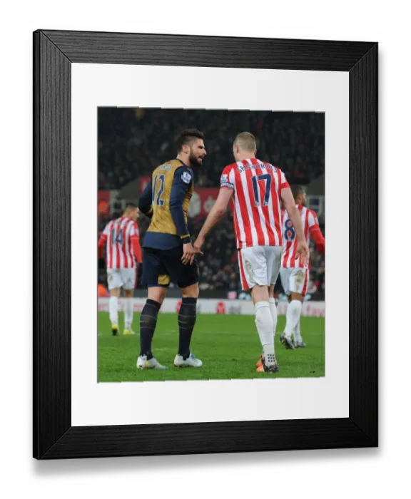 Framed Print : Giroud vs Shawcross: A Footballing Battle at Britannia Stadium, Premier League 2015-16 Framed Print : Giroud vs Shawcross: A Footballing Battle at Britannia Stadium, Premier League 2015-16