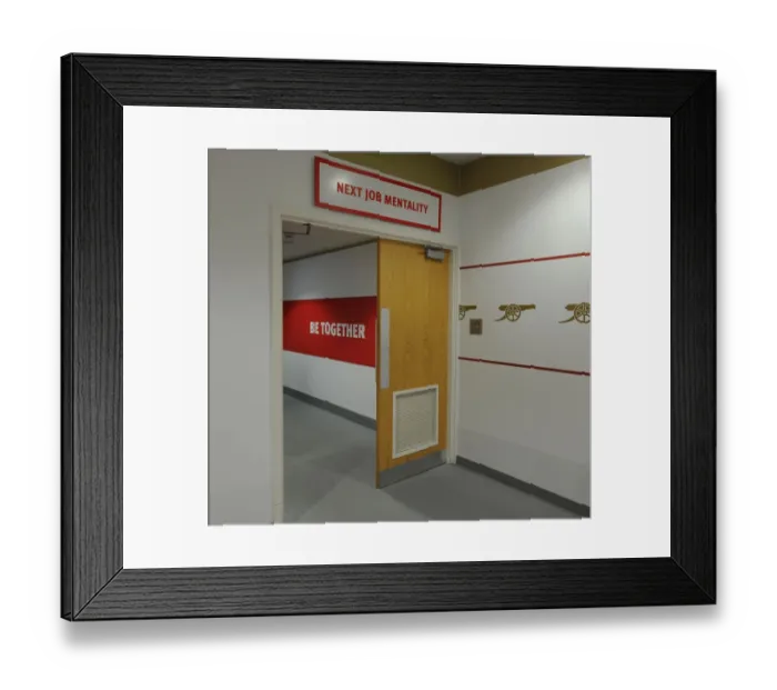 Framed Print : Arsenal Changing Room Before Arsenal vs. Chelsea (2015-16)