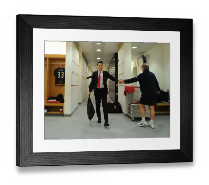 Framed Print : Arsenal: Vic Akers and Mesut Ozil Prepare for Arsenal vs. Chelsea (2015-16)