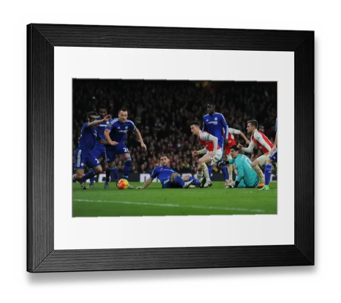Framed Print : Arsenal vs. Chelsea: Koscielny's Brave Block against Terry and Azpilicueta