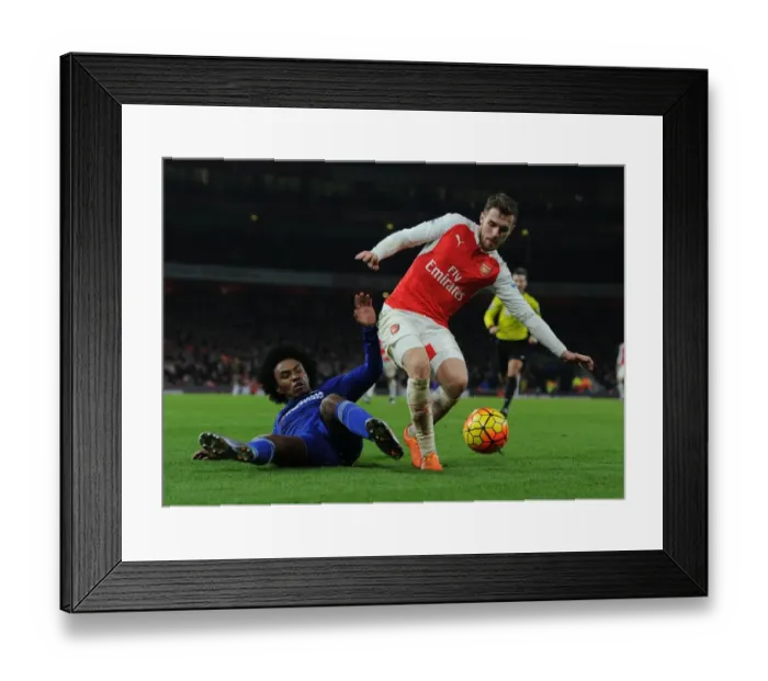 Framed Print : Ramsey vs. Willian: A Battle in the Arsenal vs. Chelsea Rivalry, Premier League 2015-16 Framed Print : Ramsey vs. Willian: A Battle in the Arsenal vs. Chelsea Rivalry, Premier League 2015-16