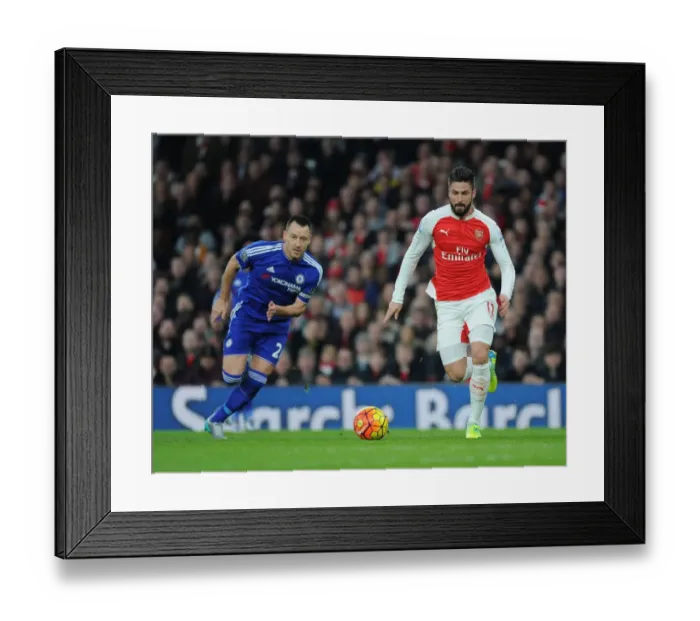 Framed Print : Giroud vs. Terry: Intense Moment - Arsenal vs. Chelsea (Premier League 2015-16)