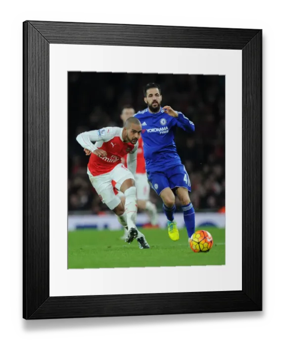 Framed Print : Theo Walcott's Sneaky Move: Outsmarting Cesc Fabregas in the Arsenal vs. Chelsea Clash, 2015-16