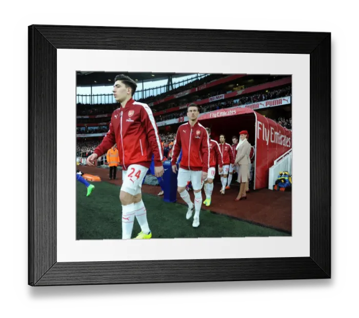 Framed Print : Laurent Koscielny (Arsenal) walks out of the tunnel before the match. Arsenal 0: 1 Chelsea
