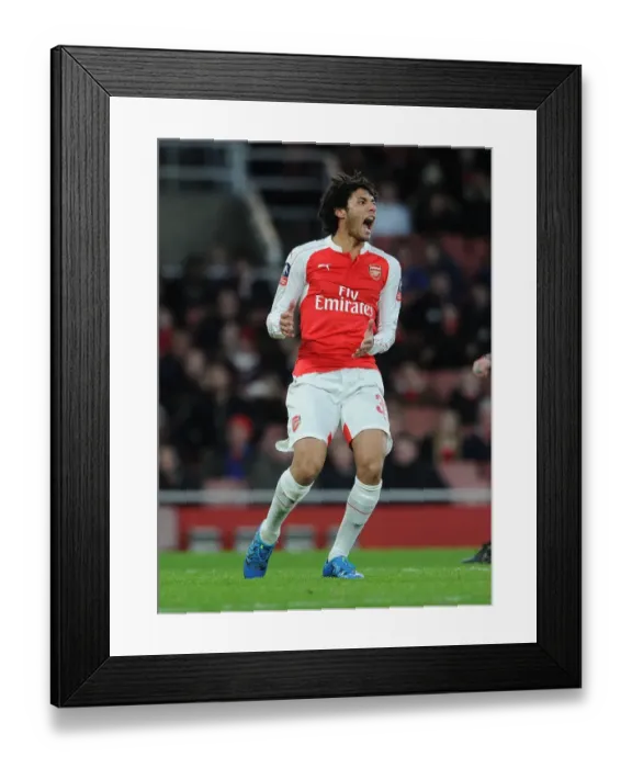 Framed Print : Arsenal's Mohamed Elneny in Action at Emirates Stadium during FA Cup Fourth Round Clash against Burnley, 2016
