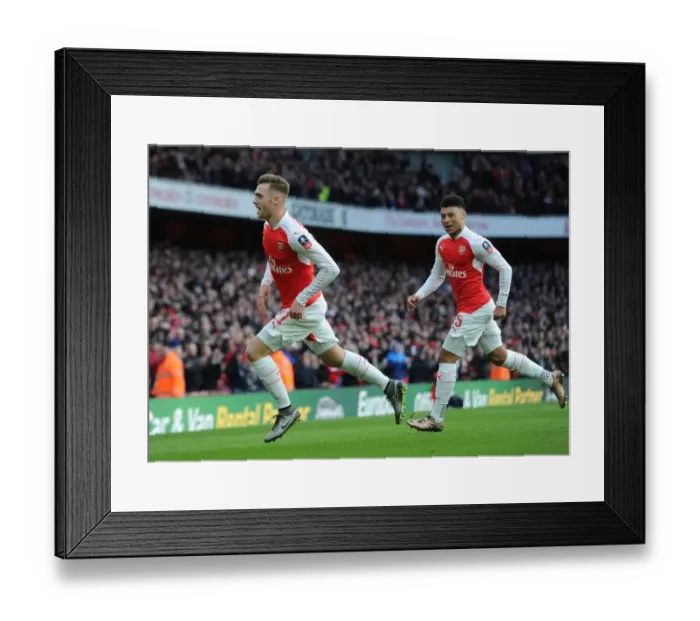 Framed Print : Arsenal: Chambers and Oxlade-Chamberlain Celebrate FA Cup Goal
