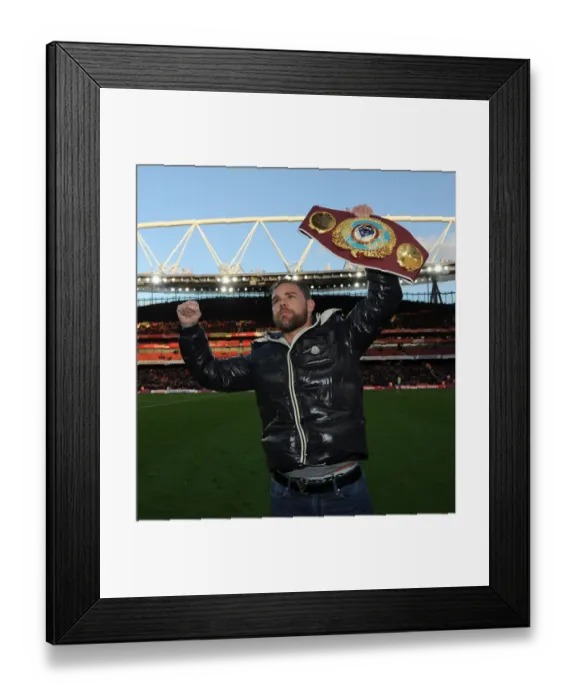 Framed Print : Arsenal vs Burnley: Boxer Billy Joe Saunders at FA Cup Fourth Round Half Time
