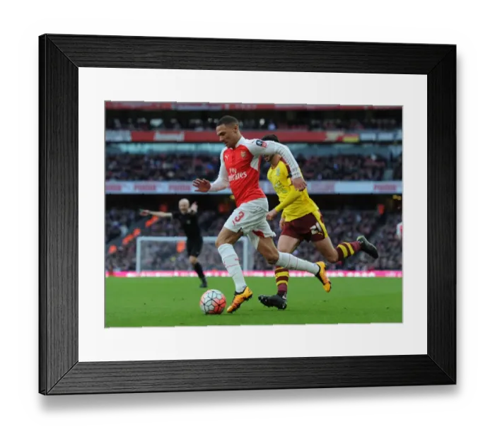 Framed Print : Arsenal's Kieran Gibbs Outruns Burnley's George Boyd in FA Cup Showdown