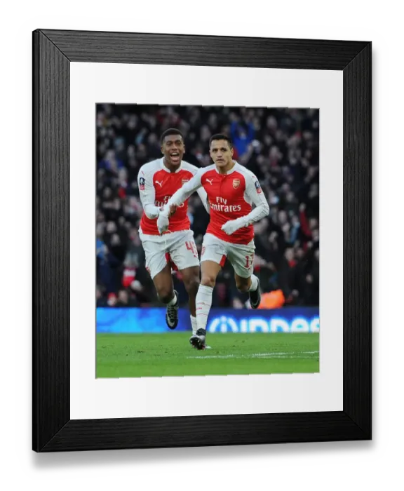 Framed Print : Arsenal's Sanchez and Iwobi Celebrate Goals in FA Cup Victory over Burnley