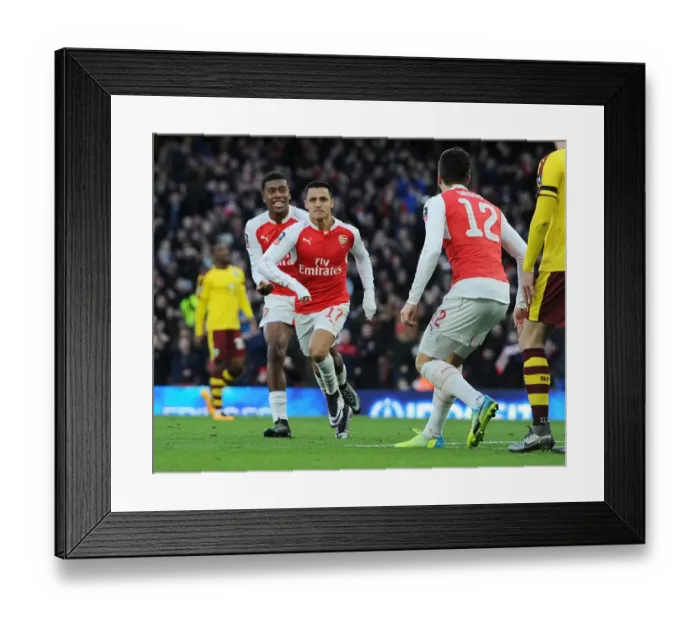 Framed Print : Arsenal's Alexis Sanchez Celebrates Goal Against Burnley in FA Cup Fourth Round