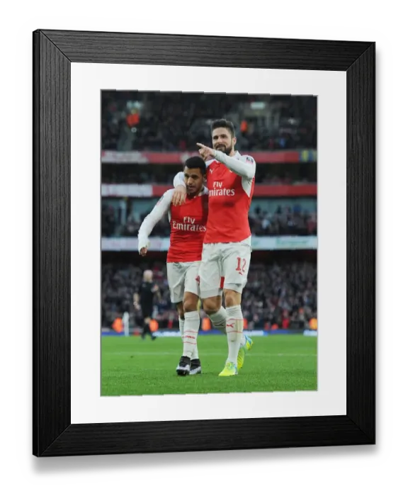 Framed Print : Arsenal's Sanchez and Giroud Celebrate Goals in FA Cup Victory over Burnley Framed Print : Arsenal's Sanchez and Giroud Celebrate Goals in FA Cup Victory over Burnley