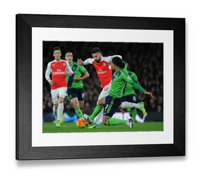Framed Print : Giroud vs. Van Dijk: A Premier League Showdown at Emirates Stadium - Arsenal vs. Southampton, 2015-16