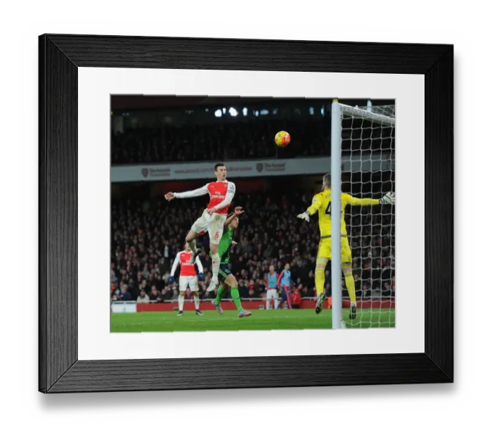 Framed Print : Arsenal's Koscielny Outmuscles Forster: Aerial Battle at Emirates (2016)