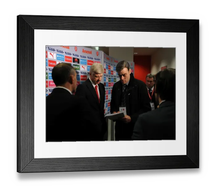 Framed Print : Arsene Wenger the Arsenal Manager pre match interview Framed Print : Arsene Wenger the Arsenal Manager pre match interview