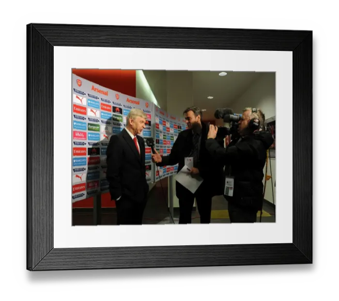 Framed Print : Arsene Wenger's Pre-Match Interview: Arsenal Manager at Emirates Stadium (vs Southampton, 2015-16) Framed Print : Arsene Wenger's Pre-Match Interview: Arsenal Manager at Emirates Stadium (vs Southampton, 2015-16)