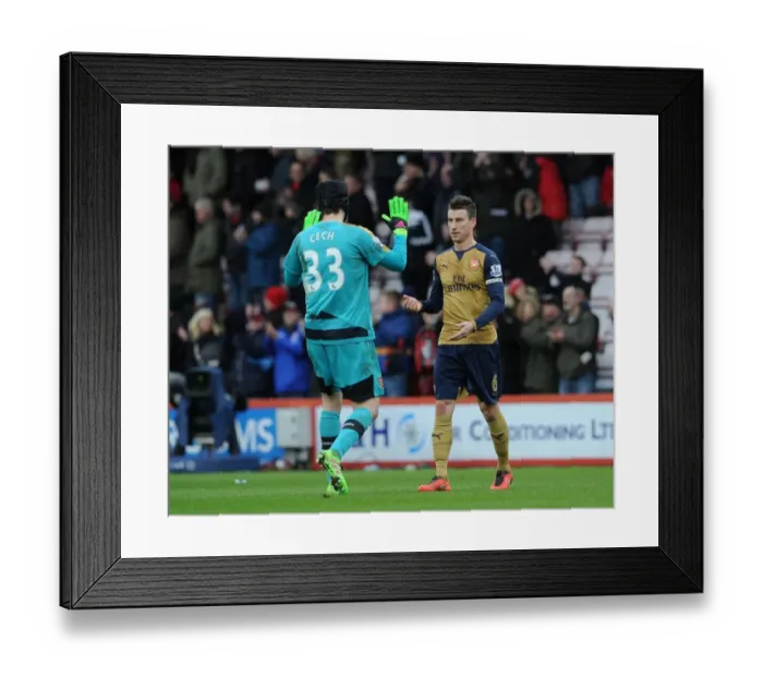 Framed Print : Arsenal's Koscielny and Cech: United in Victory (Bournemouth v Arsenal 2015-16) Framed Print : Arsenal's Koscielny and Cech: United in Victory (Bournemouth v Arsenal 2015-16)