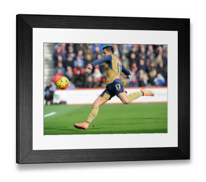 Framed Print : Alexis Sanchez in Action: Arsenal's Star Forward vs. Bournemouth, Premier League 2015-16 Framed Print : Alexis Sanchez in Action: Arsenal's Star Forward vs. Bournemouth, Premier League 2015-16