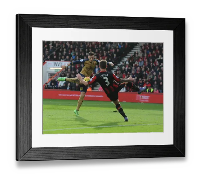 Framed Print : Mesut Ozil Scores First Arsenal Goal: Bournemouth vs. Arsenal, Premier League 2015-16 - The Moment of Triumph