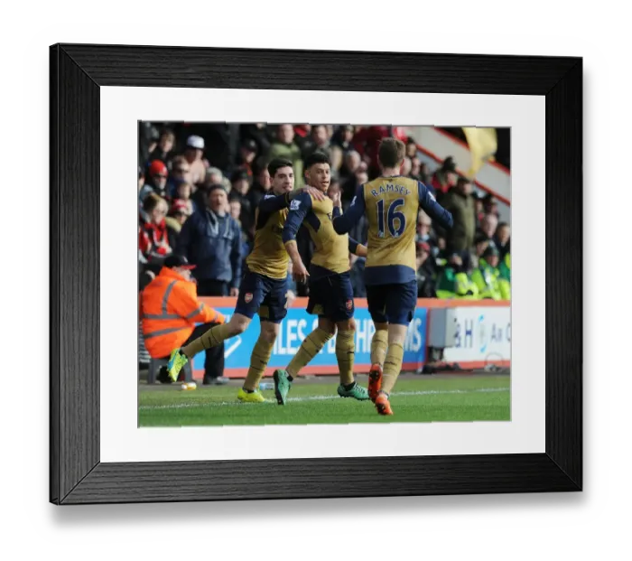 Framed Print : Oxlade-Chamberlain Scores His Second Goal: Arsenal's Victory at Bournemouth (2015-16)