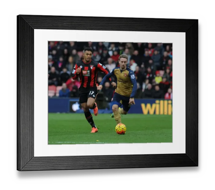Framed Print : Nacho Monreal Surges Past Joshua King: Arsenal's Victory Over Bournemouth in the Premier League 2015-16