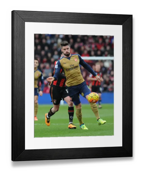 Framed Print : Giroud Surges Past Smith: Arsenal's Win Against Bournemouth, Premier League 2015-16