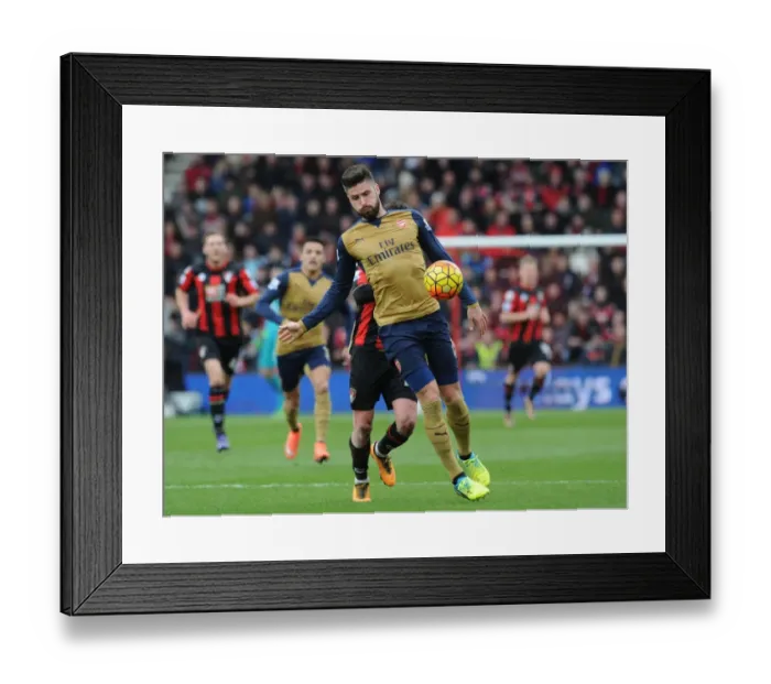 Framed Print : Giroud Surges Past Smith: Arsenal's Victory Over Bournemouth, Premier League 2015-16 Framed Print : Giroud Surges Past Smith: Arsenal's Victory Over Bournemouth, Premier League 2015-16