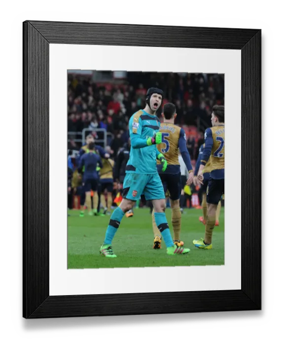 Framed Print : Cech's Triumph: Arsenal's Goalkeeper Celebrates Win Against Bournemouth (2015-16)