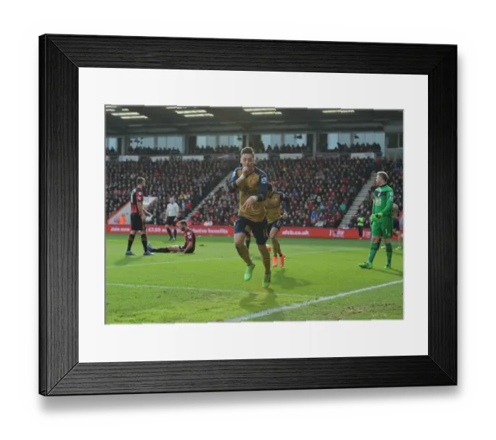 Framed Print : Mesut Ozil Scores First Arsenal Goal: Arsenal's Victory Over Bournemouth in 2015-16 Premier League