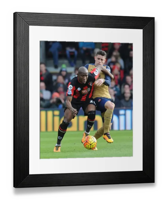 Framed Print : Intense Face-off: Gabriel vs. Afobe - Bournemouth vs. Arsenal (2015-16)