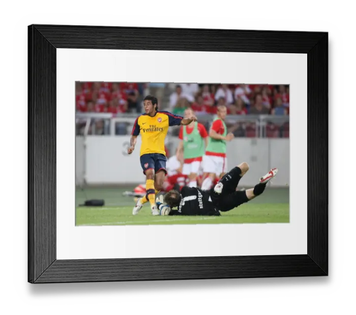 Framed Print : Carlos Vela (Arsenal) scores a goal past Jens Lehmann (Stuttgart) Framed Print : Carlos Vela (Arsenal) scores a goal past Jens Lehmann (Stuttgart)