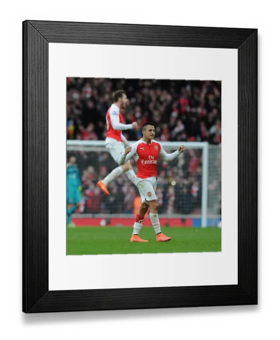 Framed Print : Alexis Sanchez's Euphoric Celebration: Arsenal's Triumph Over Leicester City (2015-16) Framed Print : Alexis Sanchez's Euphoric Celebration: Arsenal's Triumph Over Leicester City (2015-16)