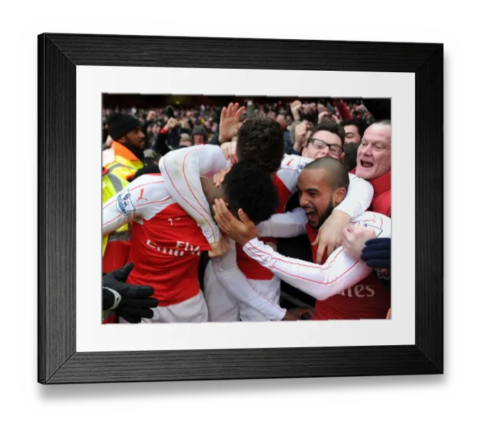 Framed Print : Arsenal's Triumphant Trio: Welbeck, Walcott, and Giroud Celebrate Goals vs. Leicester City (2016) Framed Print : Arsenal's Triumphant Trio: Welbeck, Walcott, and Giroud Celebrate Goals vs. Leicester City (2016)