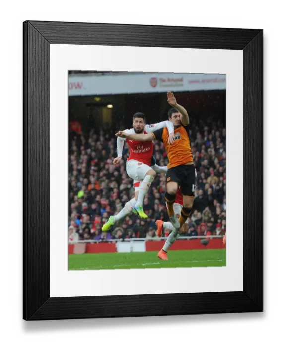 Framed Print : Olivier Giroud (Arsenal) Harry Maguire (Hull). Arsenal 0: 0 Hull City. FA Cup 5th Round