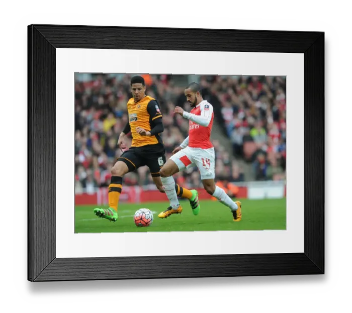 Framed Print : Theo Walcott vs. Curtis Davies: A FA Cup Fifth Round Showdown at Arsenal's Emirates Stadium Framed Print : Theo Walcott vs. Curtis Davies: A FA Cup Fifth Round Showdown at Arsenal's Emirates Stadium